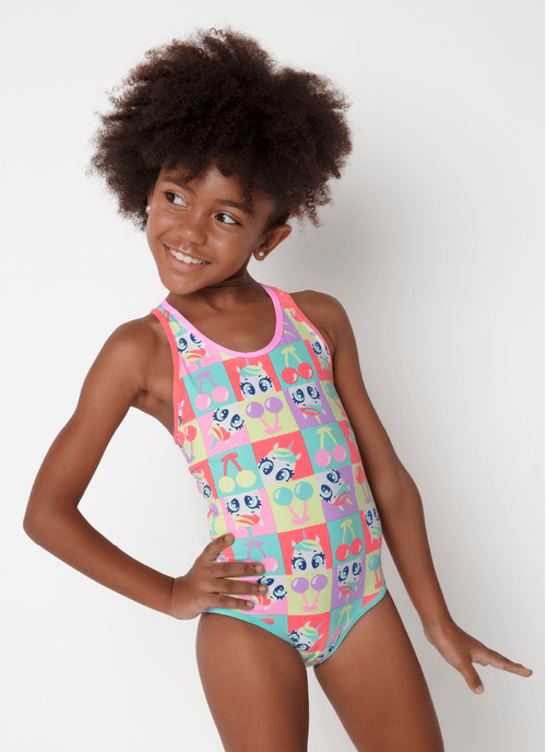 Maiô Menina Com Proteção Solar Unicórnio Cherry