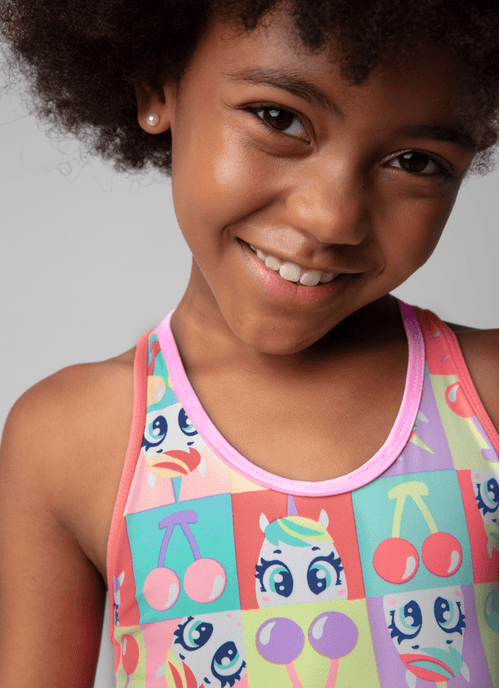 Maiô Menina Com Proteção Solar Unicórnio Cherry