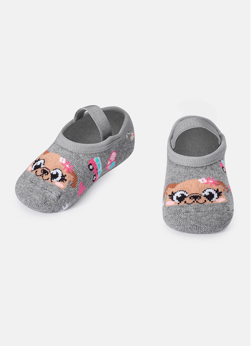 Meia Sapatilha Bebê Menina Antiderrapante Pug