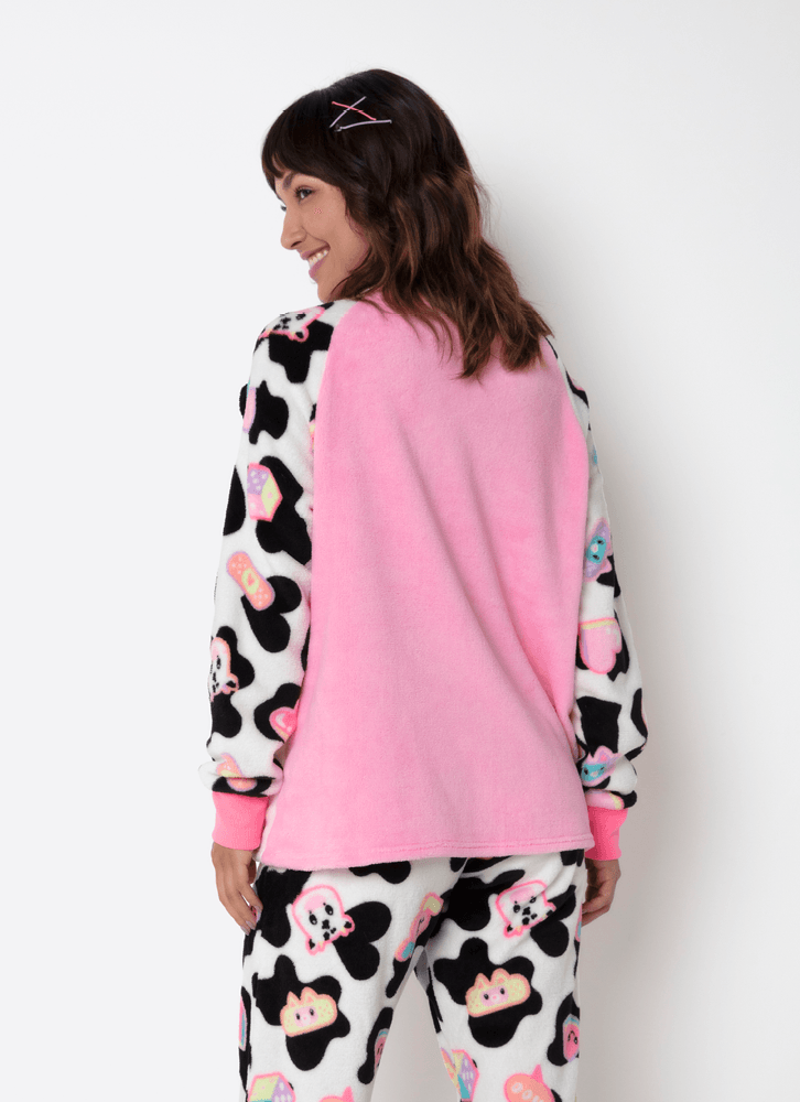 Pijama-Manga-Longa-Soft-Feminino-Vaca-Patches