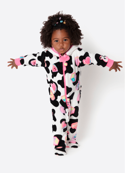 Pijama Manga Longa Soft Bebê Menina Vaca Patches