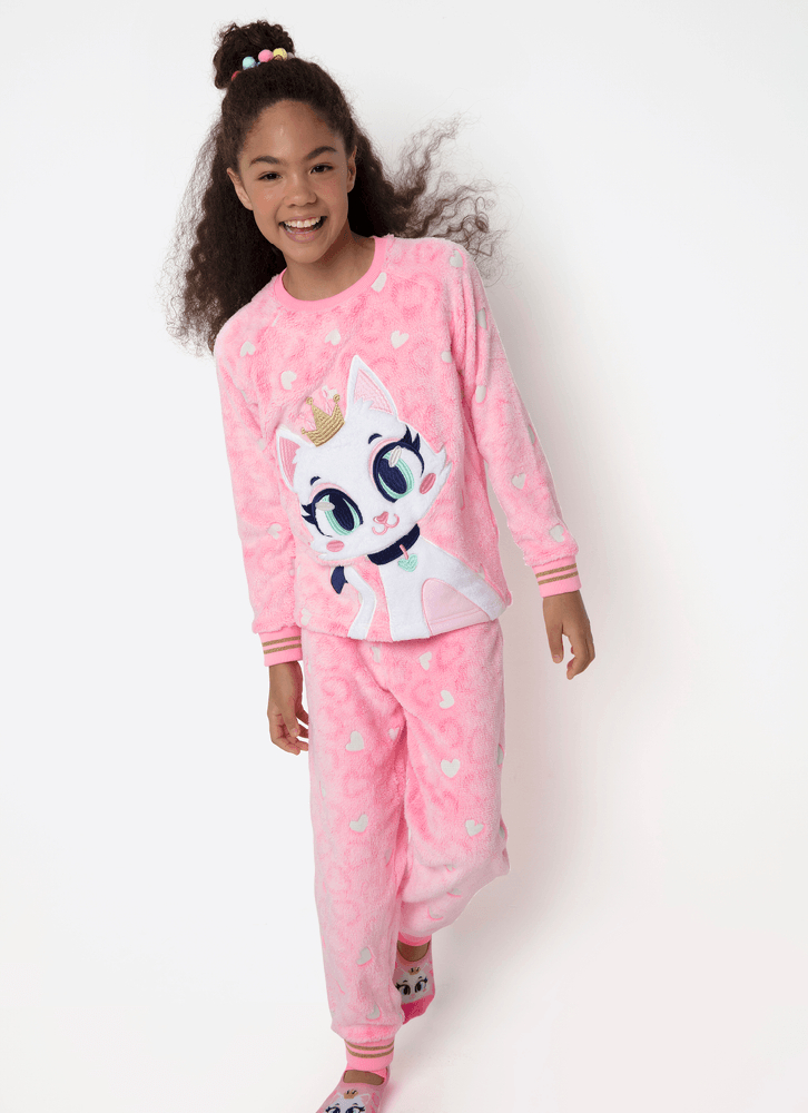 Pijama-Manga-Longa-Soft-Menina-Teen-Gata-Romantica