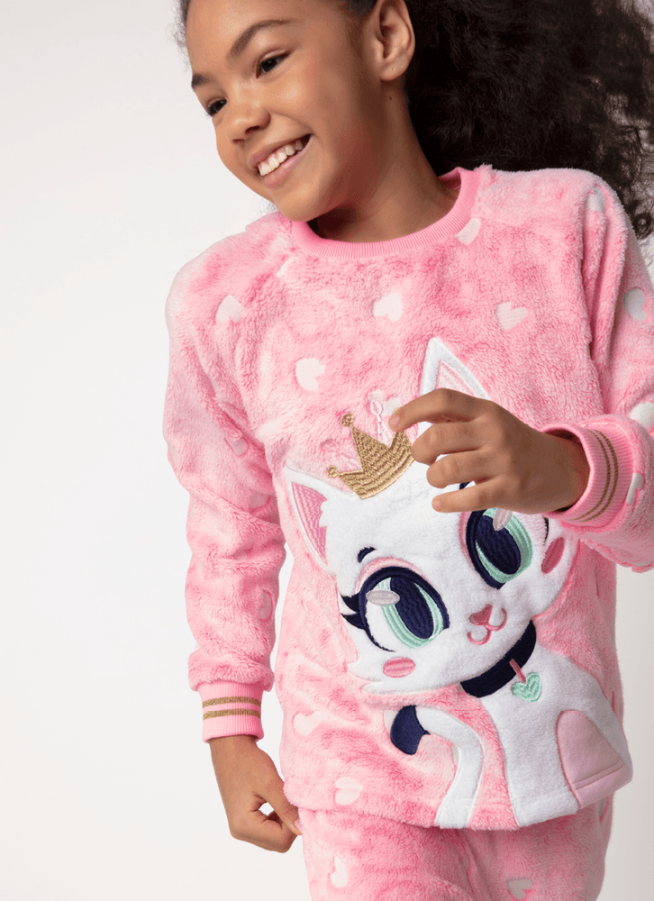 Pijama-Manga-Longa-Soft-Menina-Teen-Gata-Romantica