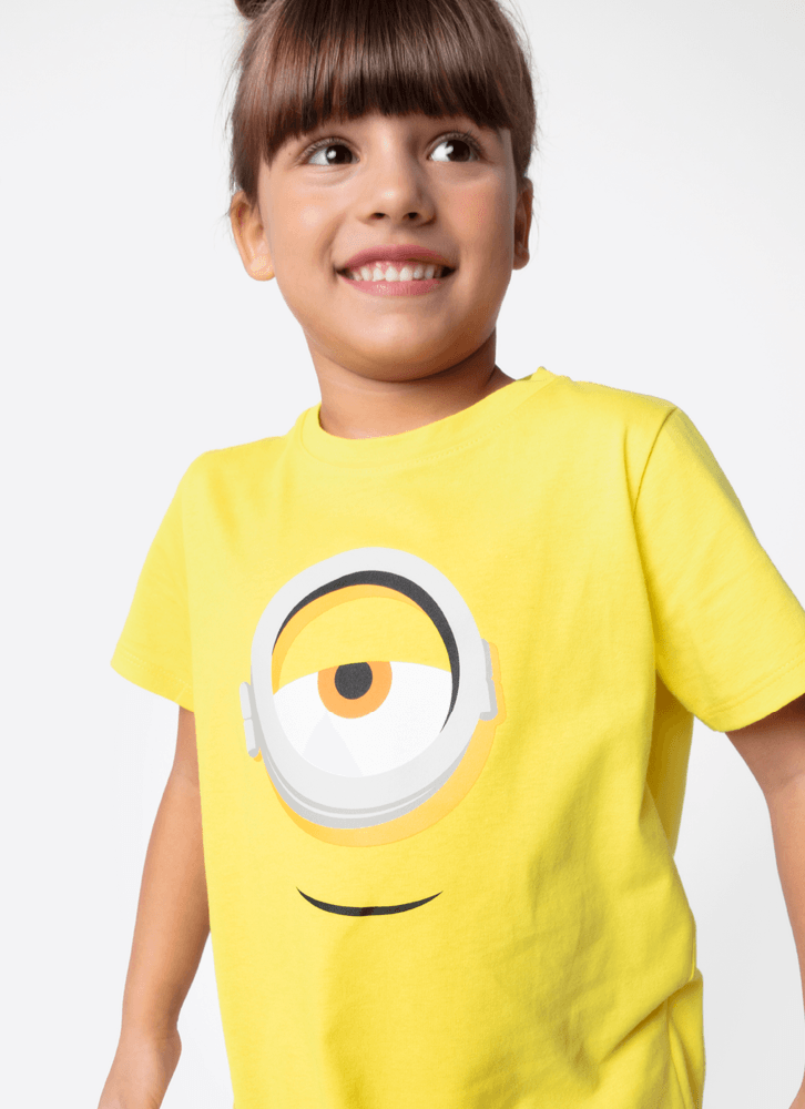 Pijama-Manga-Curta-Algodao-Menina-Minions