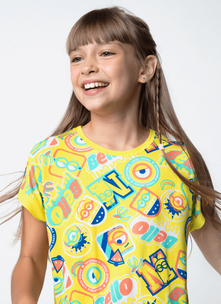 Camisola-Manga-Curta-Viscolycra-Menina-Teen-Minions