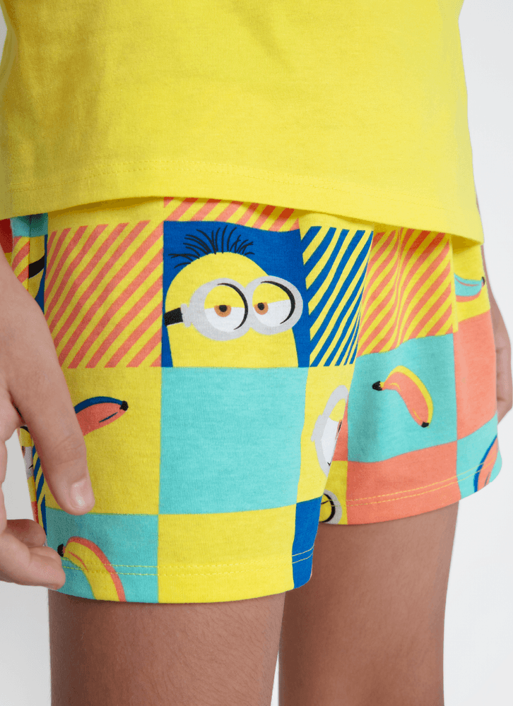 Pijama-Manga-Curta-Algodao-Menina-Teen-Minions