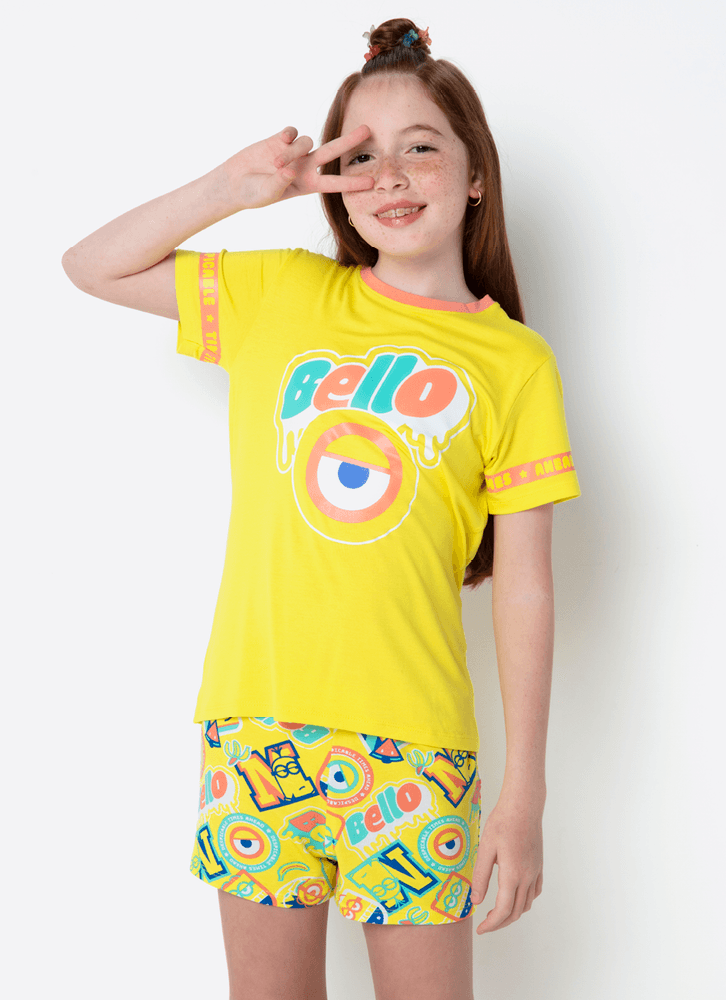 Pijama-Manga-Curta-Viscolycra-Menina-Teen-Minions