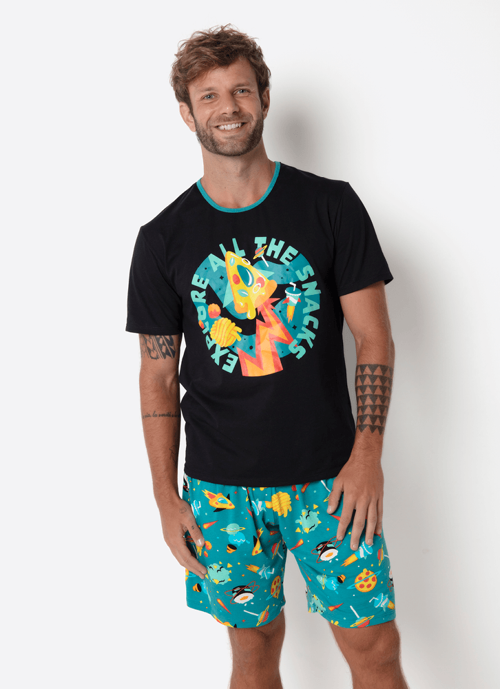 Pijama-Manga-Curta-Masculino-Space-Food