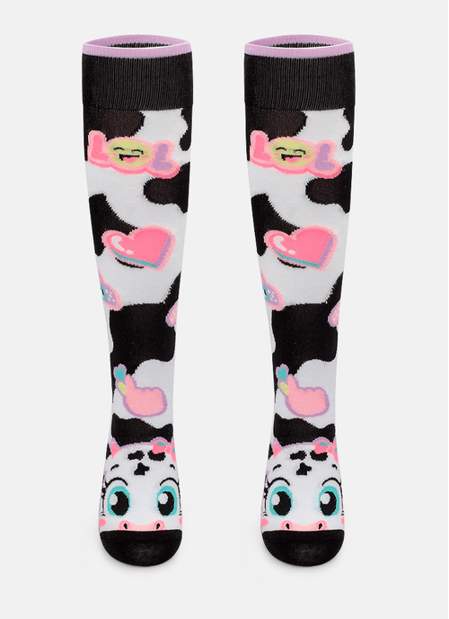 Meia Cano 3/4 Feminina Vaca Patches