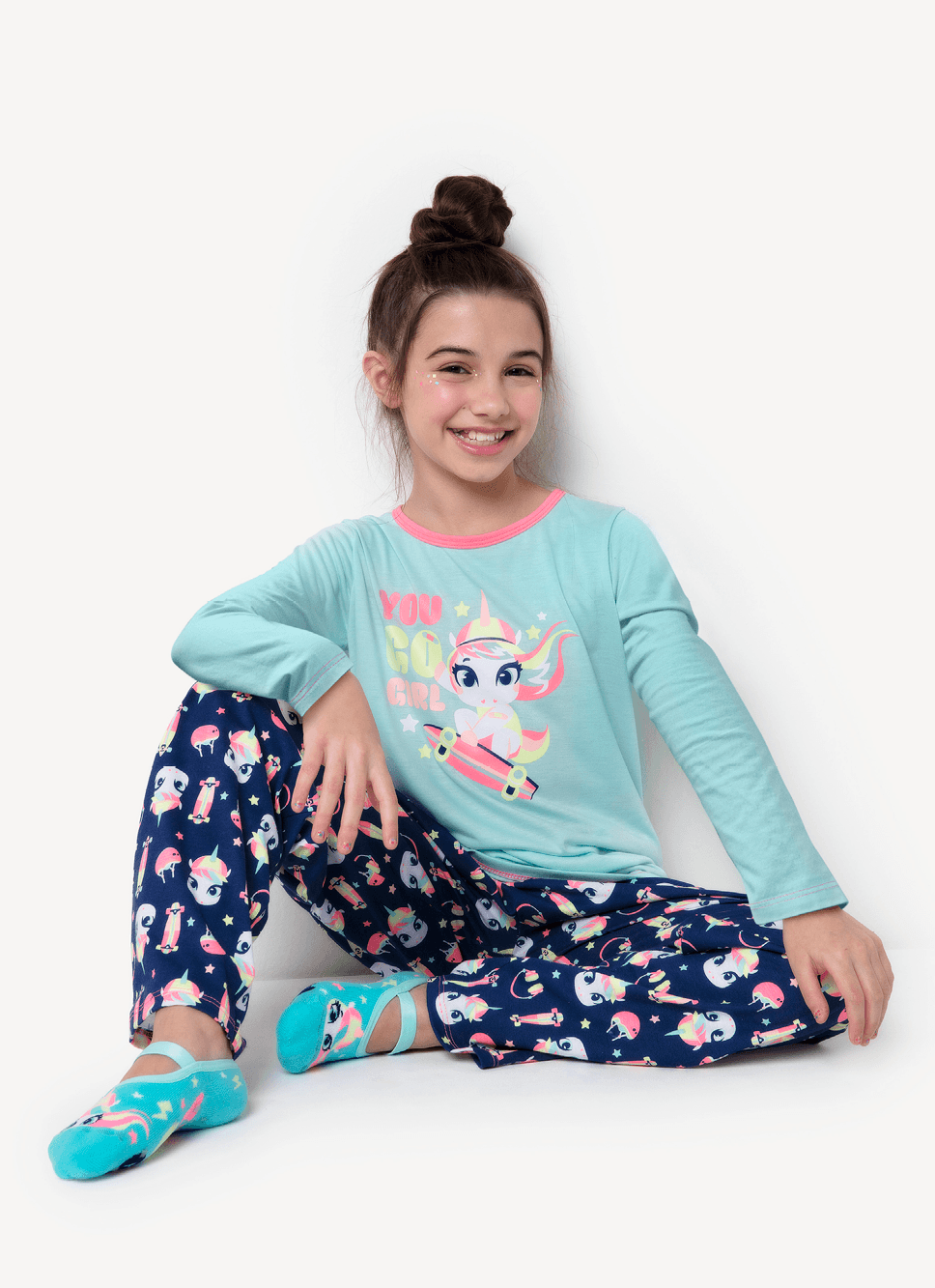 Pijama-Manga-Longa-Algodao-Menina-Teen-Unicornio-Skate