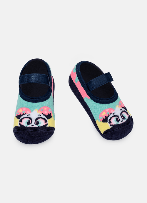 Meia Sapatilha Bebê Menina Antiderrapante Panda Donuts