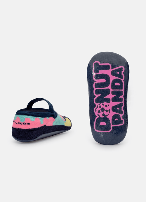 Meia Sapatilha Bebê Menina Antiderrapante Panda Donuts