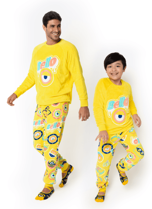 Kit Pai e Filho Pijama Manga Longa Soft Minions