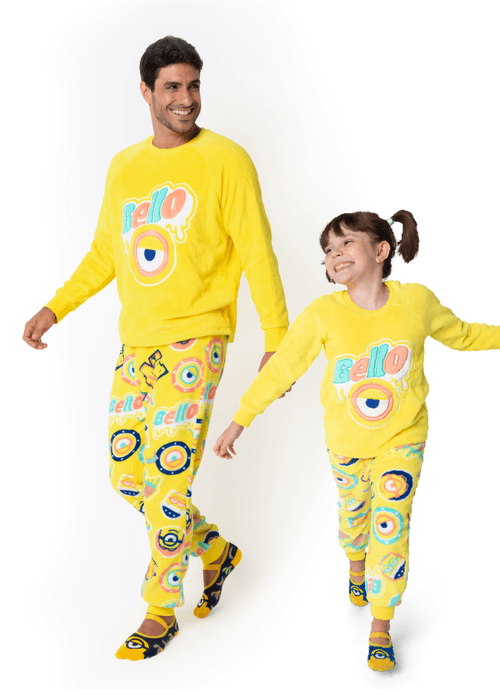 Kit Pai e Filha Pijama Manga Longa Soft Minions