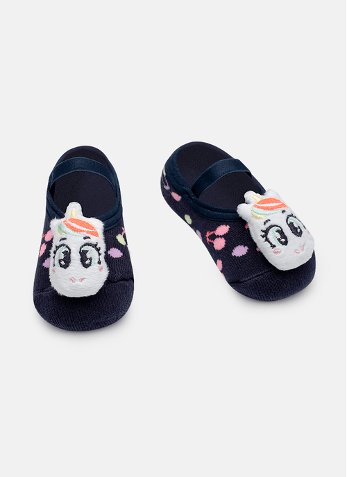 Meia Sapatilha Antiderrapante com LED Bebê Menina Unicórnio Cherry
