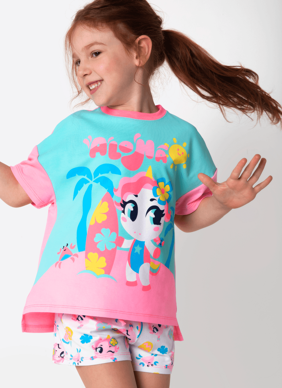 Pijama-Manga-Curta-Viscolycra-Menina-Unicornio-Aloha