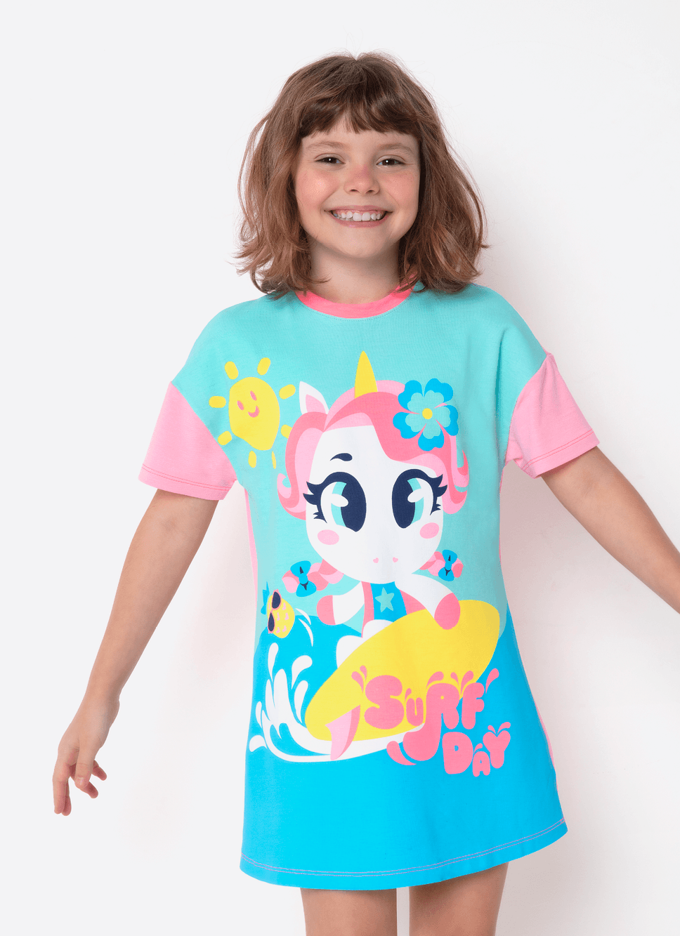 Camisola-Manga-Curta-Viscolycra-Menina-Unicornio-Aloha