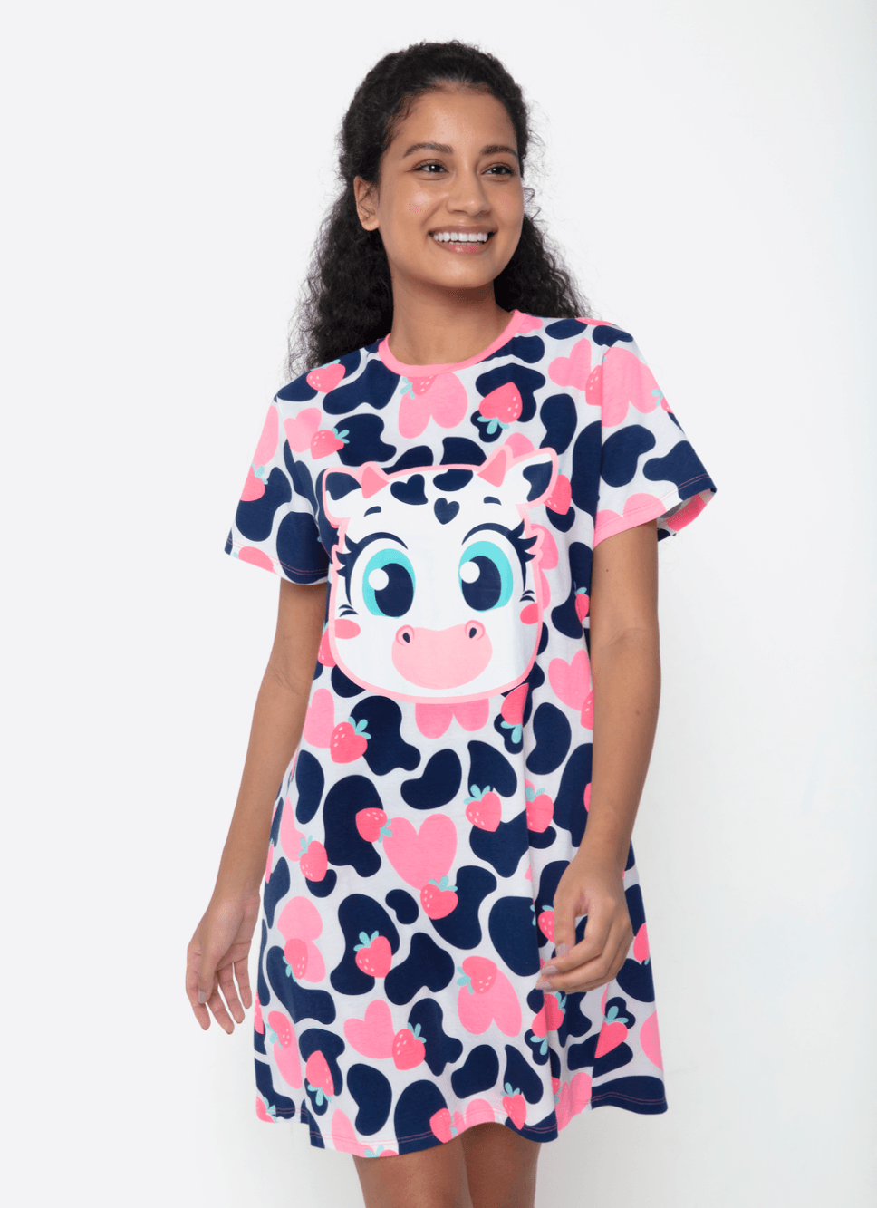 Camisola-Manga-Curta-Algodao-Feminino-Vaca-Romantica