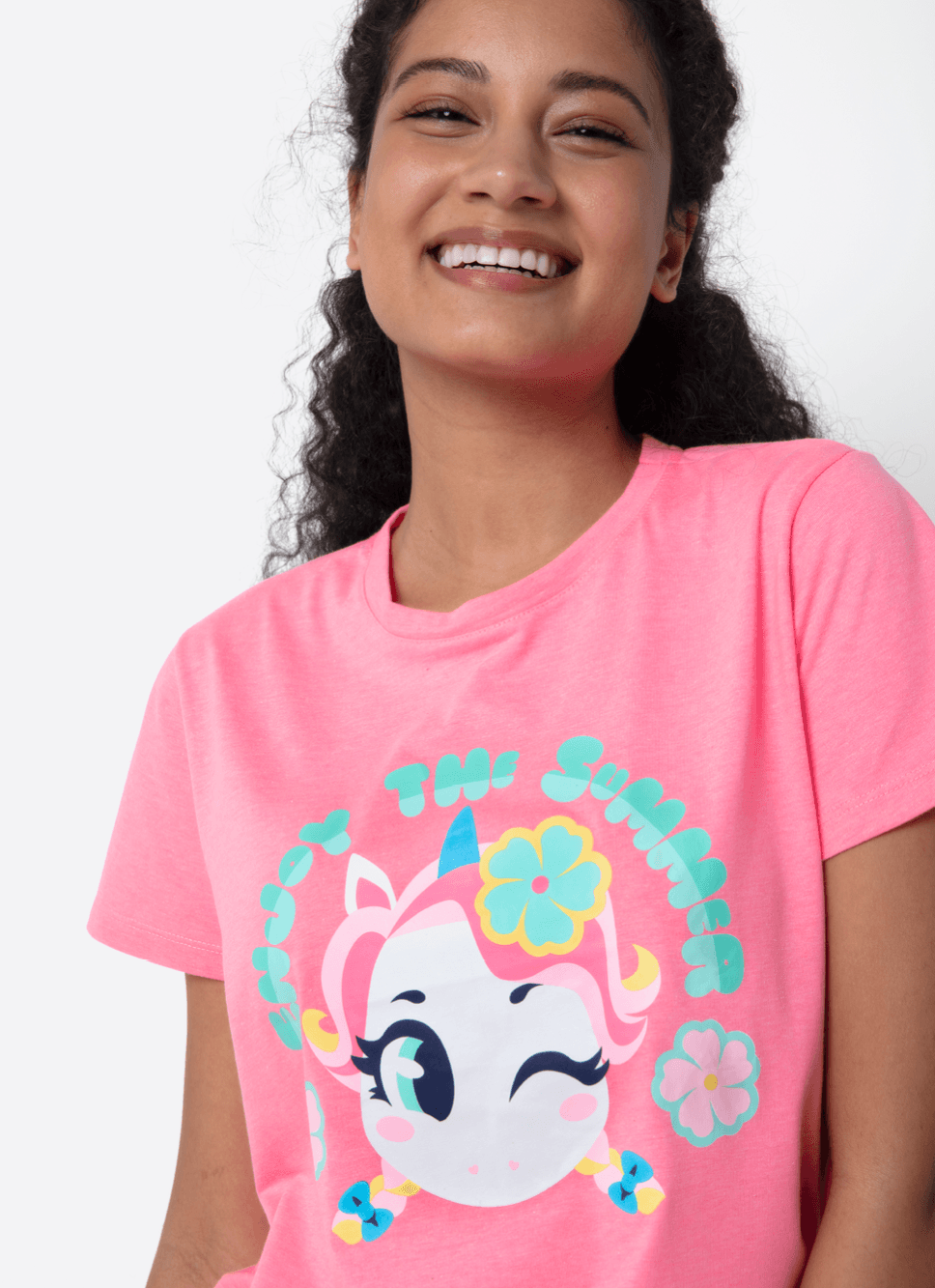 Pijama-Manga-Curta-Algodao-Feminino-Unicornio-Aloha