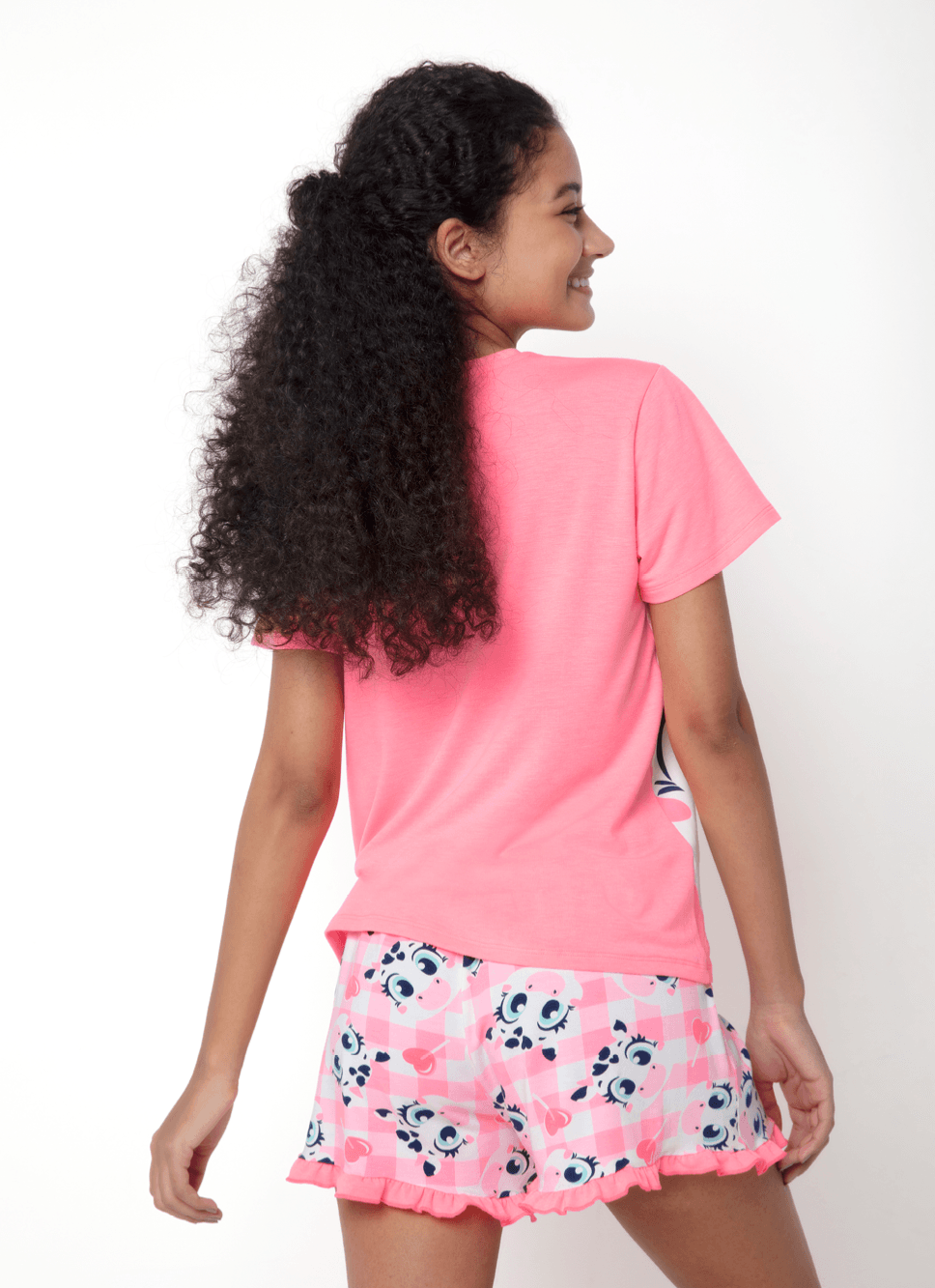 Pijama-Manga-Curta-Viscolycra-Feminino-Vaca-Romantica