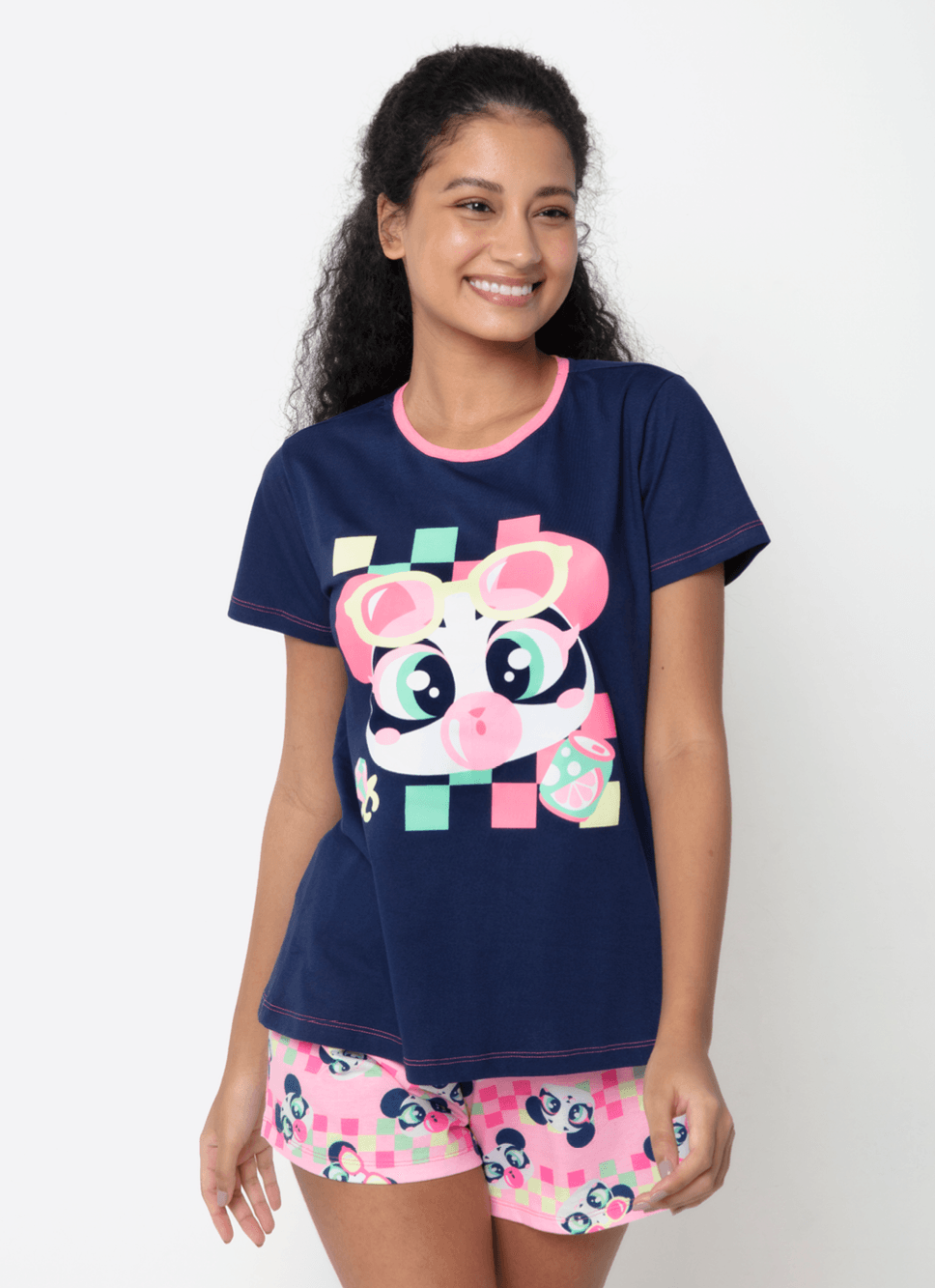 Pijama-Manga-Curta-Algodao-Feminino-Panda-Miami