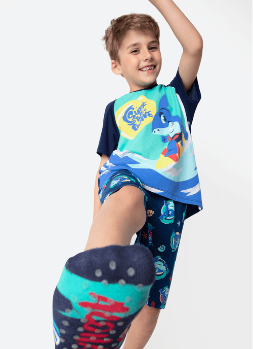 Pijama Manga Curta Viscolycra Menino Tubarão Aloha