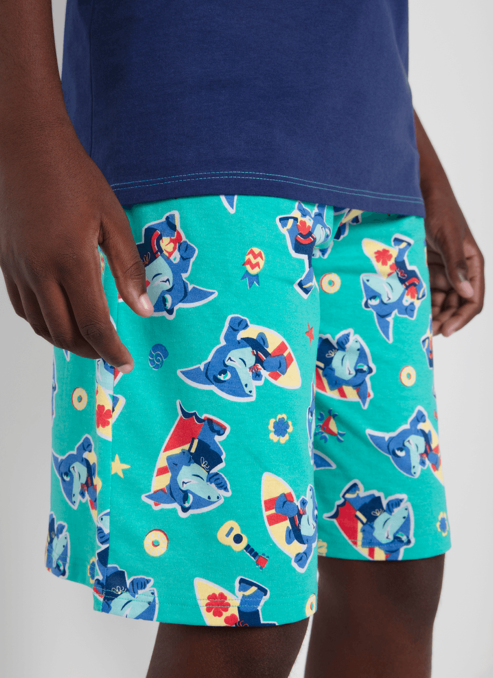 Pijama-Manga-Curta-Algodao-Menino-Teen-Tubarao-Aloha