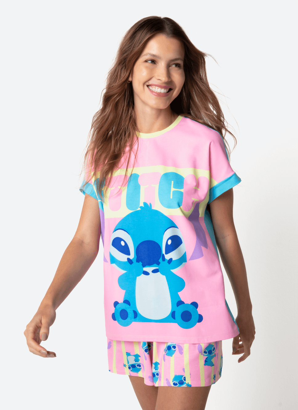 Pijama-Manga-Curta-Viscolycra-Feminino-Stitch