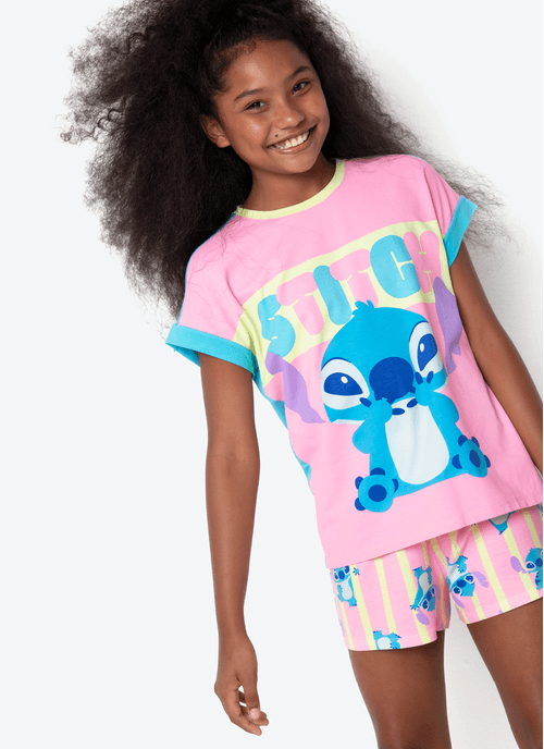 Pijama Manga Curta Viscolycra Menina Teen Stitch