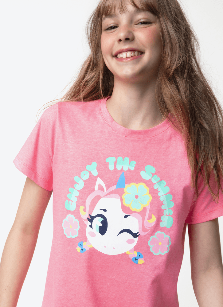 Pijama-Manga-Curta-Algodao-Menina-Teen-Unicornio-Aloha