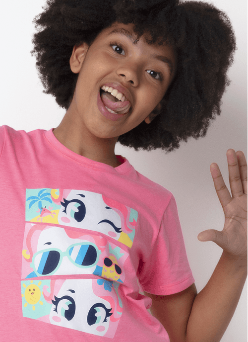 Pijama Manga Curta Algodão Menina Teen Unicórnio Aloha