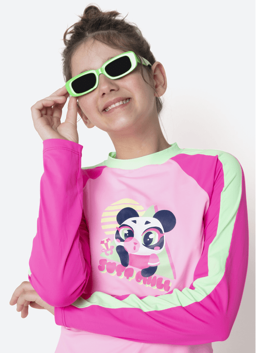 Conjunto Camiseta e Calcinha Menina Teen Panda Miami