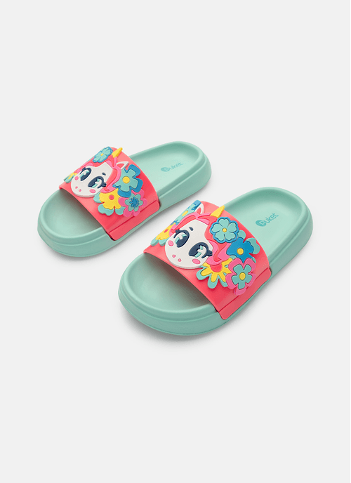 Chinelo Slide Menina Unicórnio Aloha