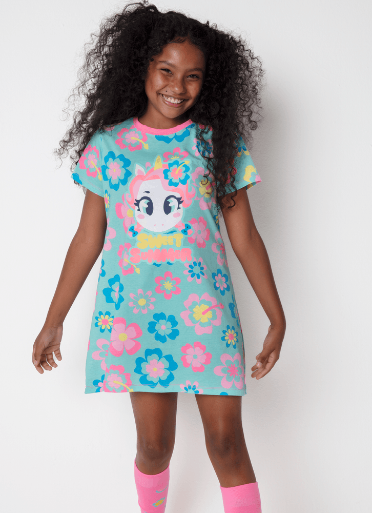 Camisola-Manga-Curta-Algodao-Menina-Teen-Unicornio-Aloha