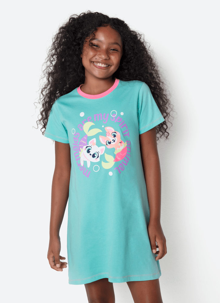 Camisola-Manga-Curta-Algodao-Menina-Teen-Pet-Sereia