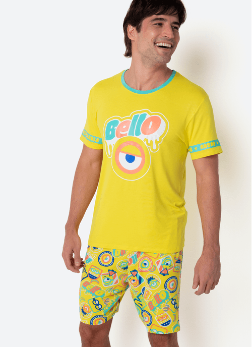 Pijama Manga Curta Viscolycra Masculino Minions