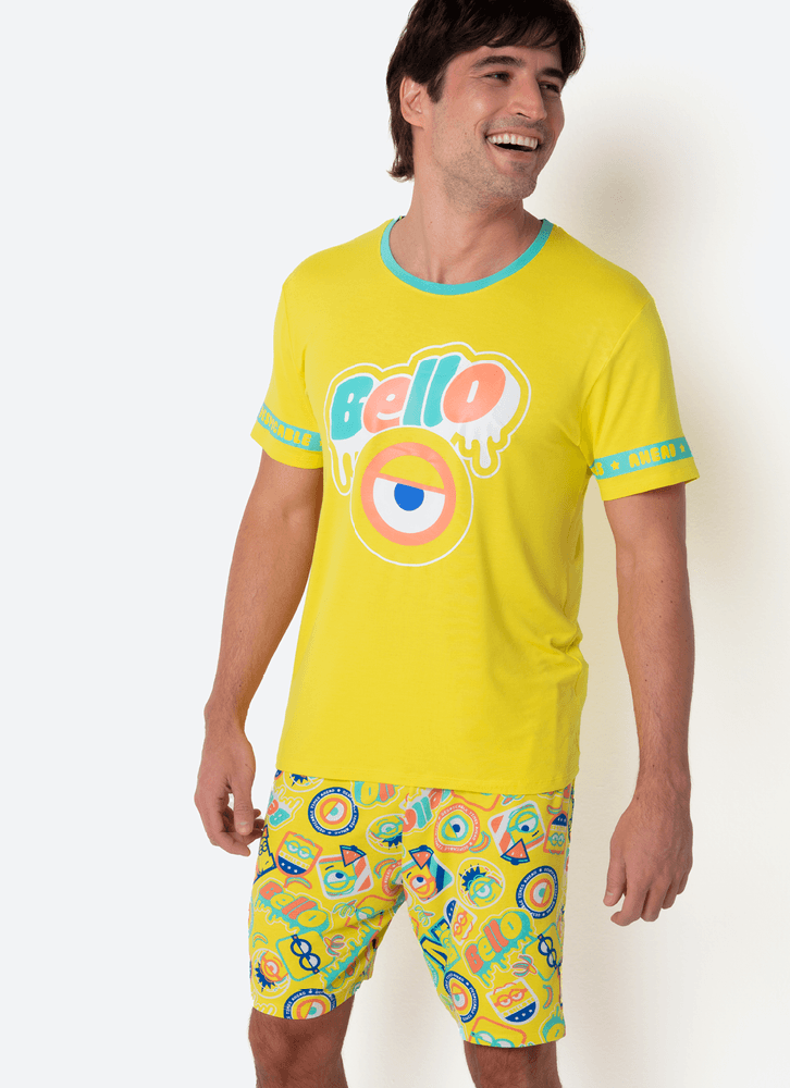 Pijama-Manga-Curta-Viscolycra-Masculino-Minions