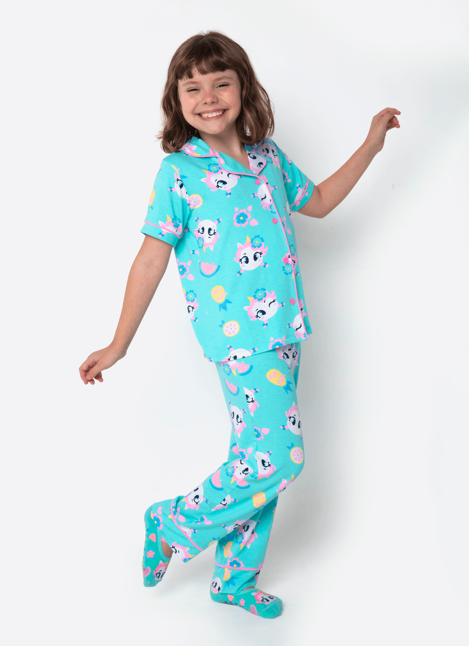 Pijama-Manga-Curta-Viscolycra-Menina-Unicornio-Aloha