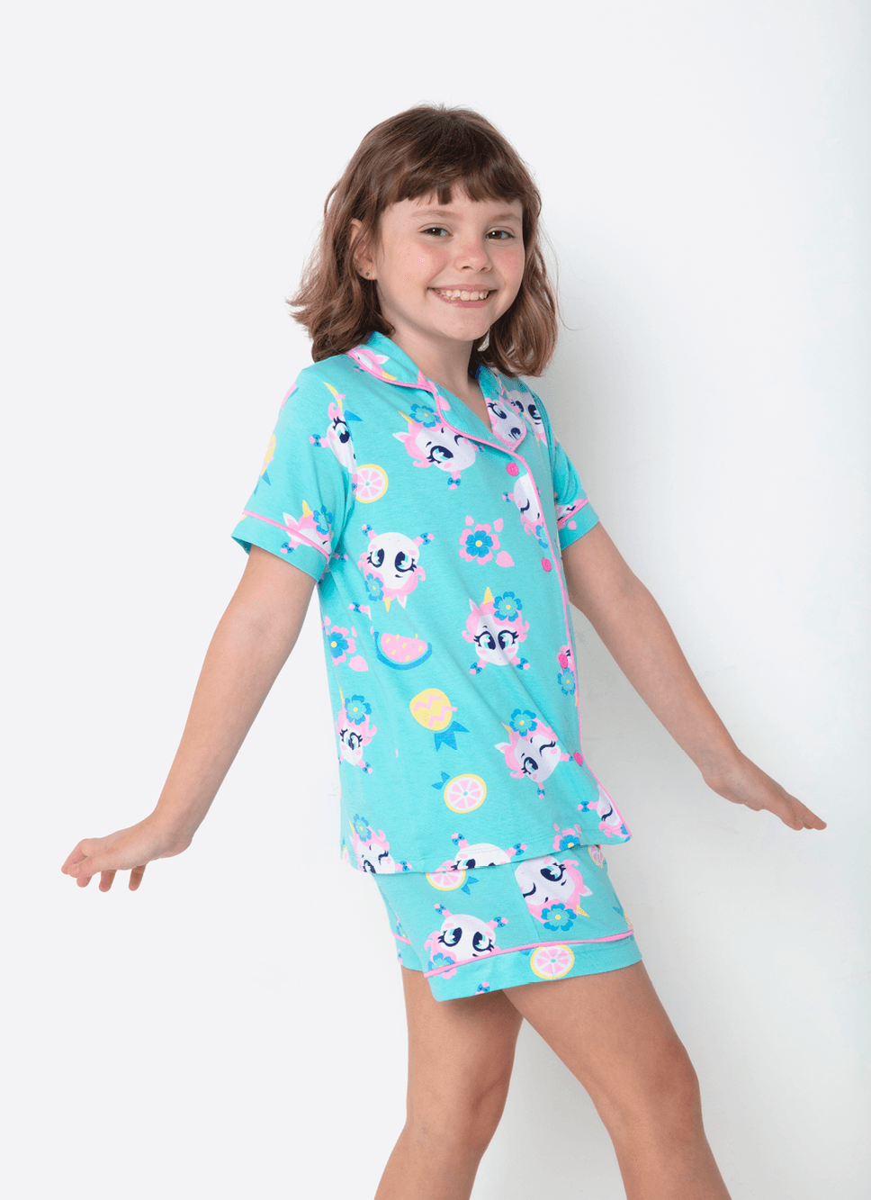 Pijama-Manga-Curta-Viscolycra-Menina-Unicornio-Aloha