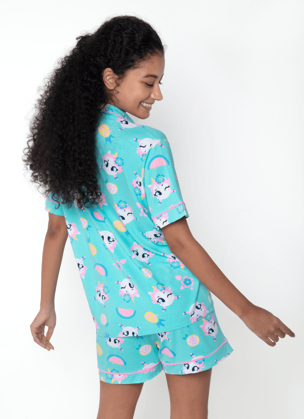 Pijama-Manga-Curta-Viscolycra-Feminino-Unicornio-Aloha