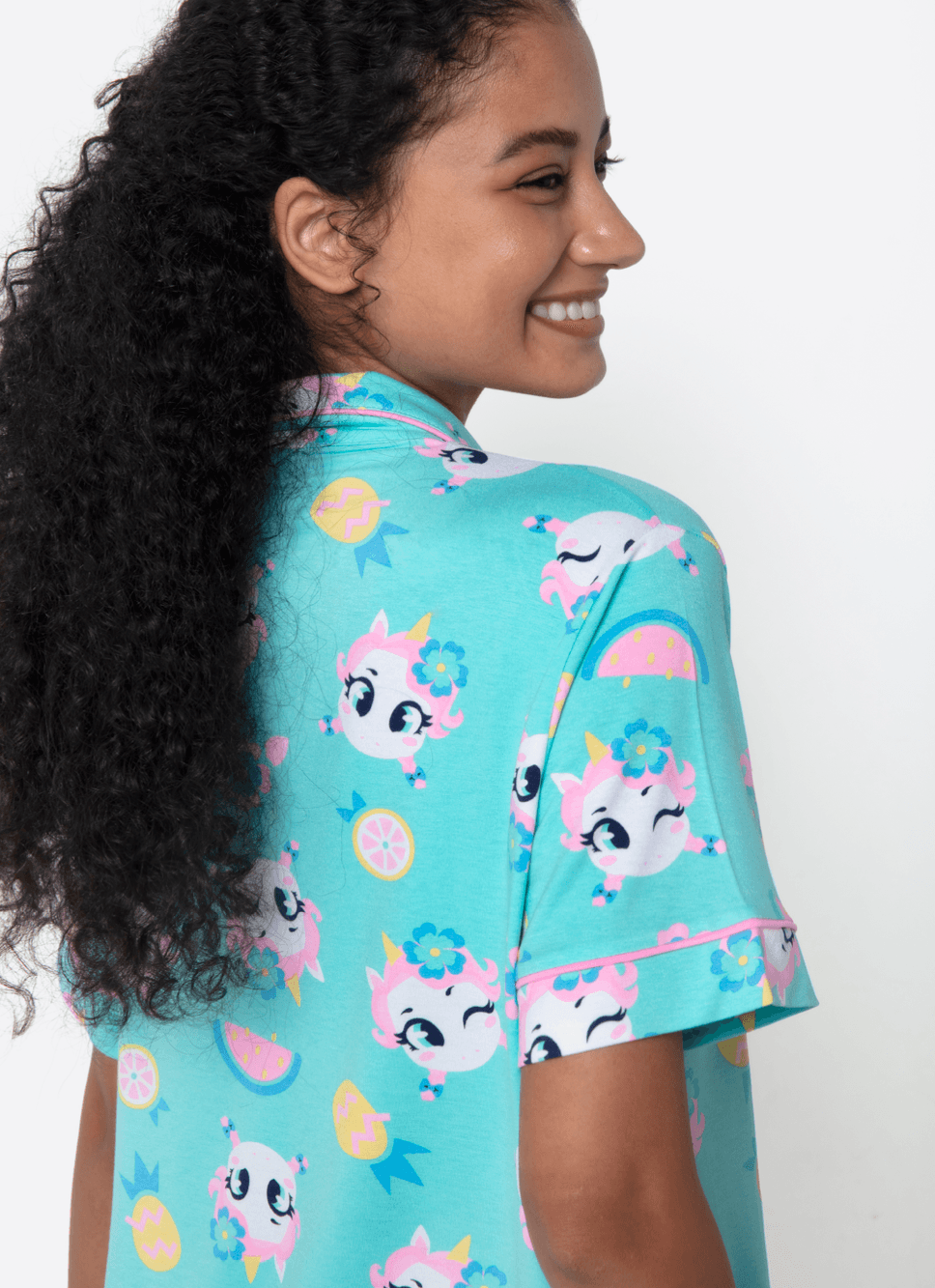 Pijama-Manga-Curta-Viscolycra-Feminino-Unicornio-Aloha