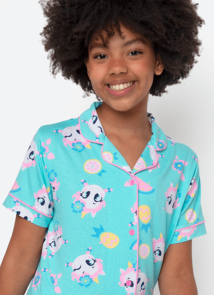 Pijama-Manga-Curta-Viscolycra-Menina-Teen-Unicornio-Aloha