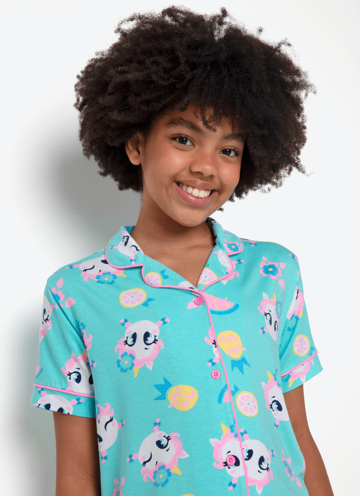 Pijama-Manga-Curta-Viscolycra-Menina-Teen-Unicornio-Aloha