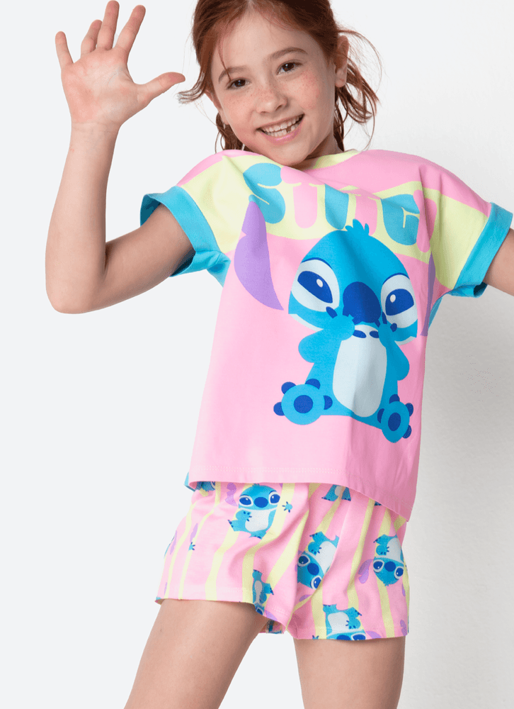 Pijama-Manga-Curta-Viscolycra-Menina-Stitch