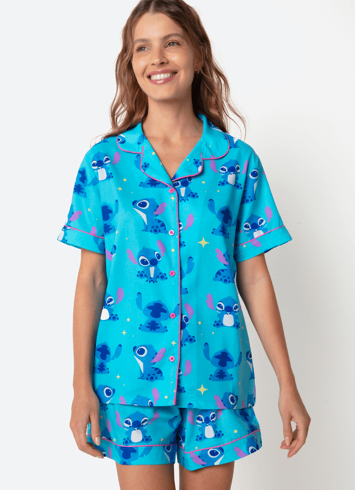 Pijama-Manga-Curta-Viscose-Feminino-Stitch