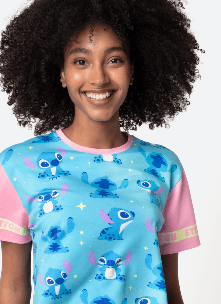 Pijama-Manga-Curta-Viscolycra-Feminino-Stitch