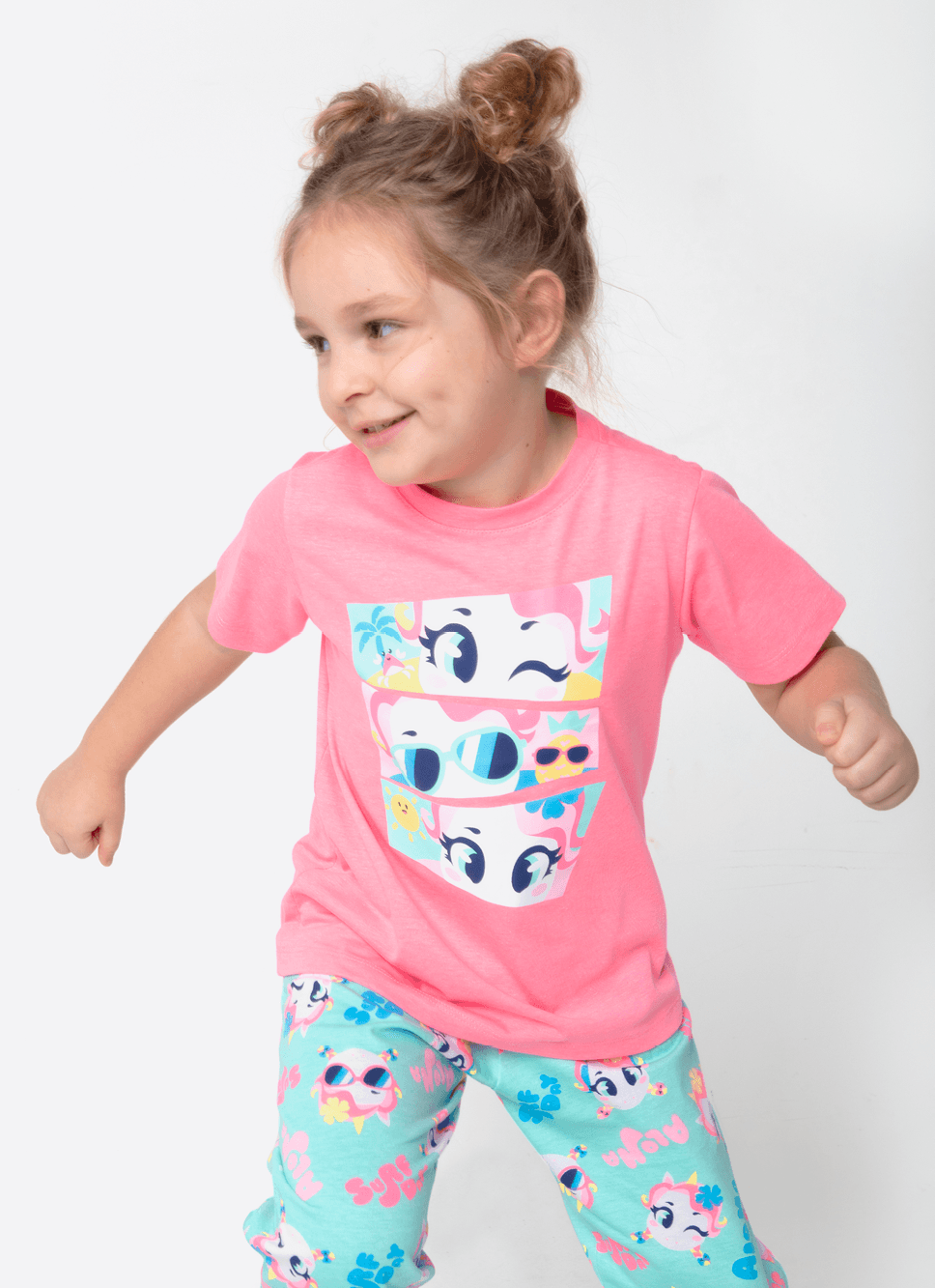 Pijama-Manga-Curta-Algodao-Menina-Unicornio-Aloha