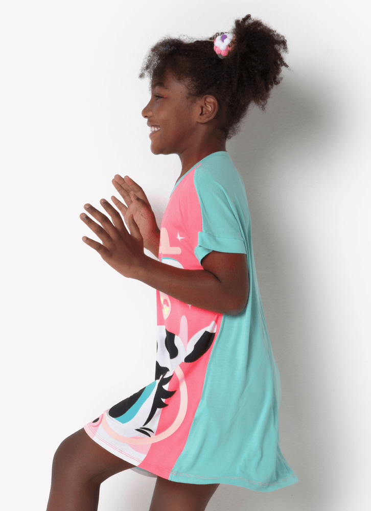 Camisola-Manga-Curta-Viscolycra-Feminino-Vaca-Colorful-Rosa