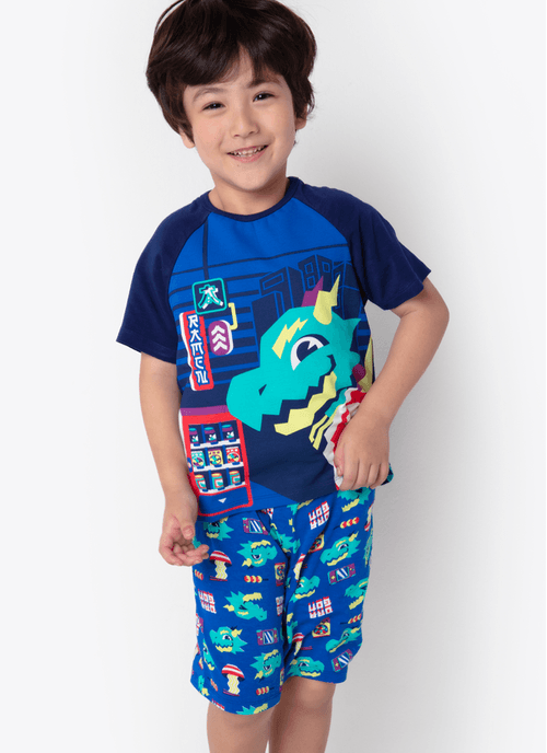 Pijama Manga Curta Estampado Viscolycra Menino Dragão Street