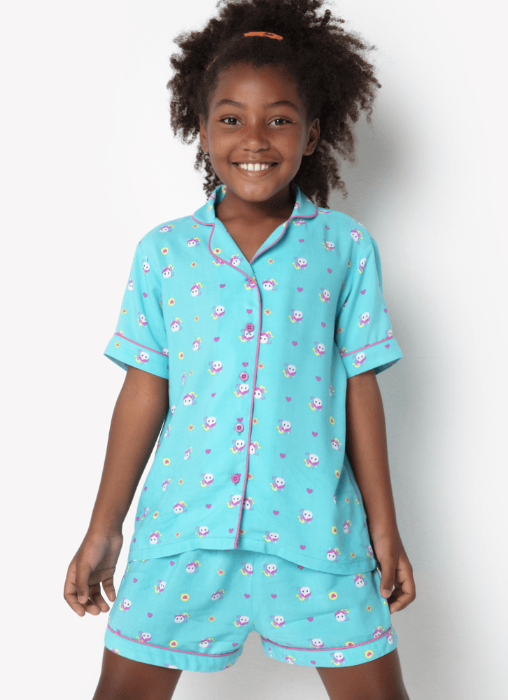 Pijama-Manga-Curta-Viscose-Menina-Teen-Unicornio-Kawaii